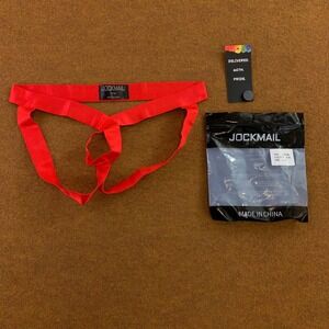 Jockmail Mens S/M Red Strappy JM248 Open Frame Jockstrap New